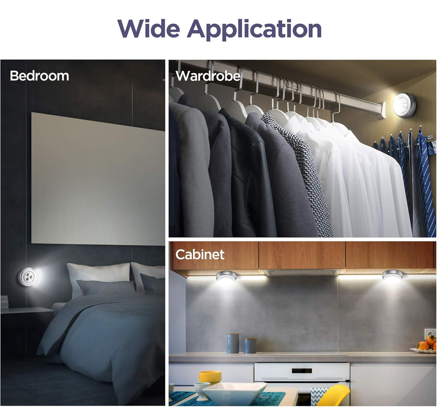 LED Battery-Powered Wireless Night Light Stick Tap Touch Lamp Stick-on Push Light for Closets, Cabinets, Counters, or Utility Rooms,Cordless Touch Light,Batteris Not Included.