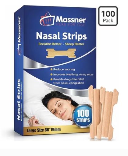 Massner Anti-Snore Nasal Strips Nose Clip Sleep Aid for Stuffy Nose 100pcs Large