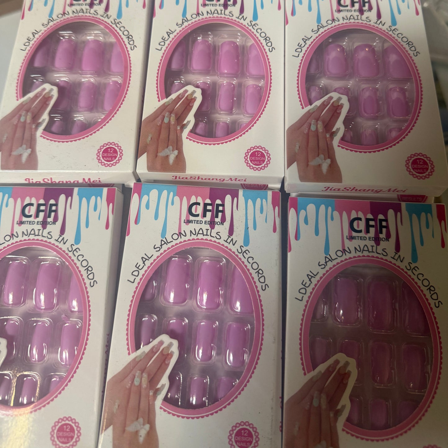 Mixed Color Nails B Style Press-On Nails (No Glue Needed) | 12 Pairs Value Pack | Easy Stick-On Nails